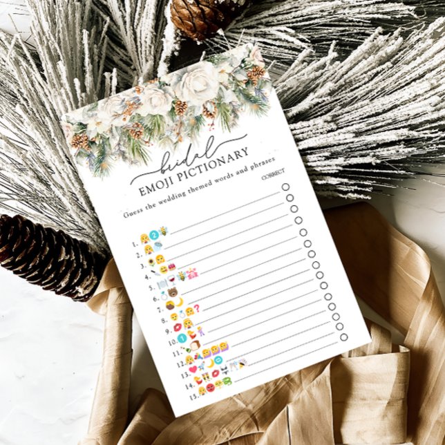 Winter Evergreen Bridal Emoji Pictionary Game (Creator Uploaded)