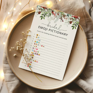 Winter evergreen bridal shower emoji pictionary