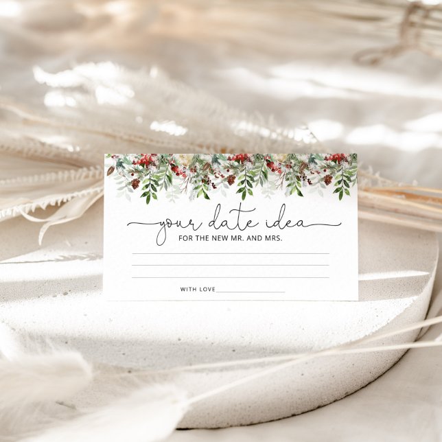 Winter evergreen Date night ideas. Date jar Enclosure Card (Creator Uploaded)