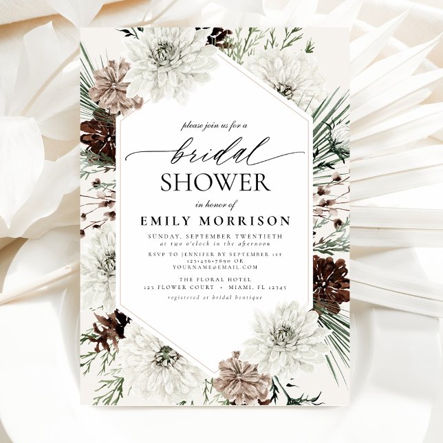 Winter Evergreen Elegant Bridal shower Invitation (Creator Uploaded)