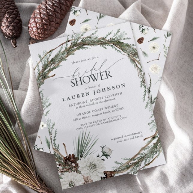 Winter Evergreen Elegant Bridal shower invitation (Creator Uploaded)