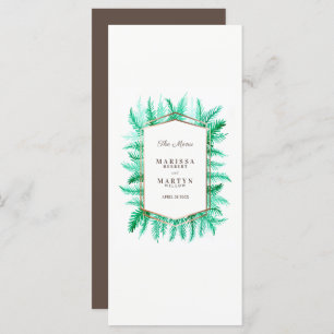 Winter evergreen foliage watercolor green wedding menu