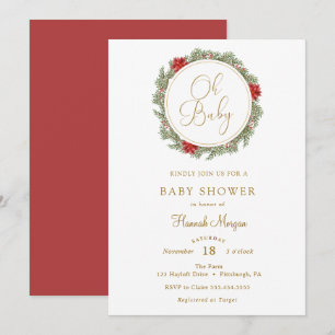 Winter Evergreen Gold Baby Shower invitation