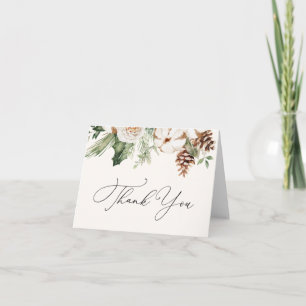 Winter Evergreen Greenery Thank You Note Card