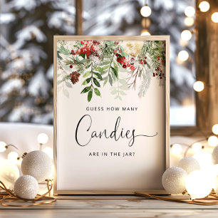 Winter evergreen Guess how many candies Poster