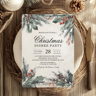 Winter Evergreen Holiday  Invitation