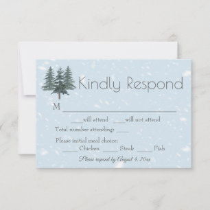 Winter Evergreen Pine Trees Wedding RSVP Card