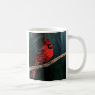 Winter Evergreen Primitive Christmas Red Cardinal Coffee Mug