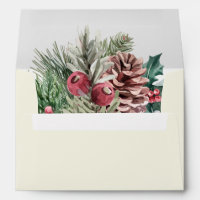 Winter Evergreen Wedding Envelope