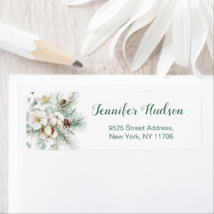 Winter evergreen wedding return Address Label