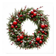 Winter Evergreen Wreath with Red Berries