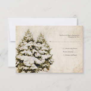 Winter Evergreens Vintage Wedding Invitations