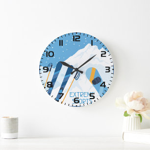 Winter Extreme Sports Large Clock