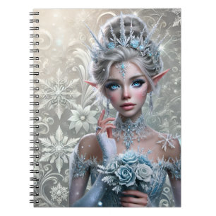 Winter Fairy Bride Icy Enchanted Fantasy Portrait Notebook