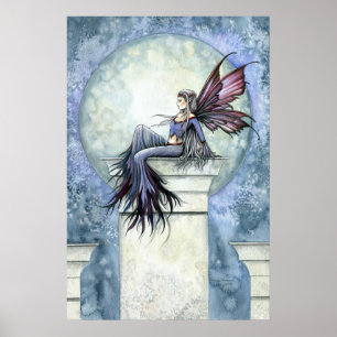 Winter Fairy Full Moon Poster Print