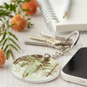 Winter Fairy in Snowy Forest Fantasy Art Key Ring