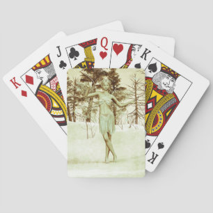 Winter Fairy in Snowy Forest Fantasy Art Playing Cards