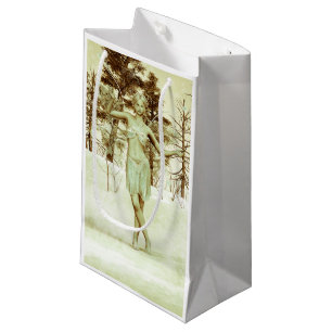 Winter Fairy in Snowy Forest Fantasy Art Small Gift Bag