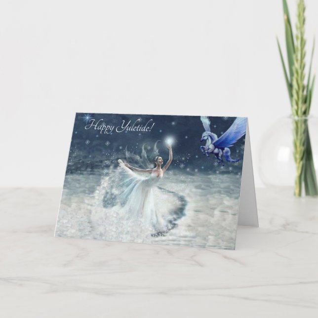 winter fairy Pegasus Holiday Card (Front)