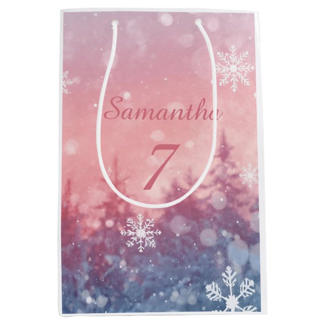 Winter Fairy Tale Gift Bag, Enchanted Snowscape Medium Gift Bag (Front)