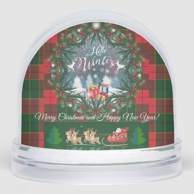 Winter Fairy Tale Santa Fantasy Snowy Forest Snowglobe (Front)