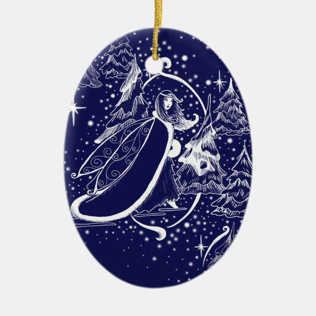 Winter fairy toile Christmas ornament (Front)