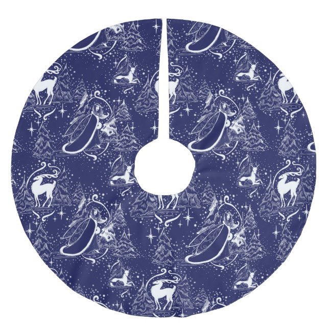 winter fairy toile Christmas tree skirt (Front)