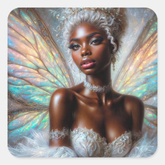 Winter Fairy With Dark Skin Square Sticker