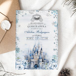 Winter Fairytale Castle Carriage Quince Birthday Invitation<br><div class="desc">Dusty Blue Floral Royal Princess Invitation,  Snowflake Quince Tiara Invitation,  Sweet 16th Quinceasera Birthday Girl.</div>