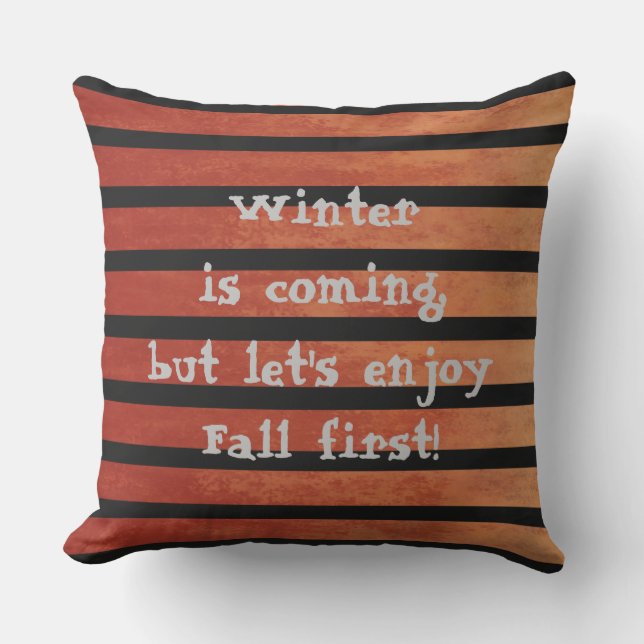 Winter Fall Black and Orange Stripes Cushion (Front)