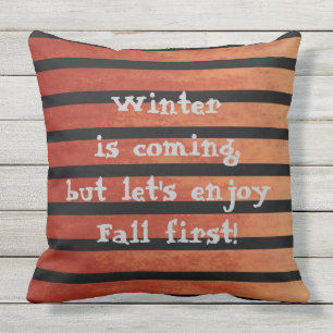 Winter Fall Black and Orange Stripes Cushion