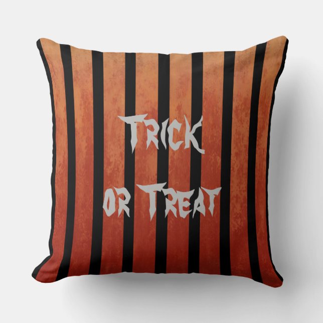Winter Fall Black and Orange Stripes Cushion (Front)