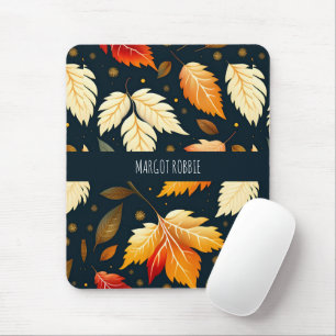 Winter falling leaves Orange Gradient Pattern Mouse Pad