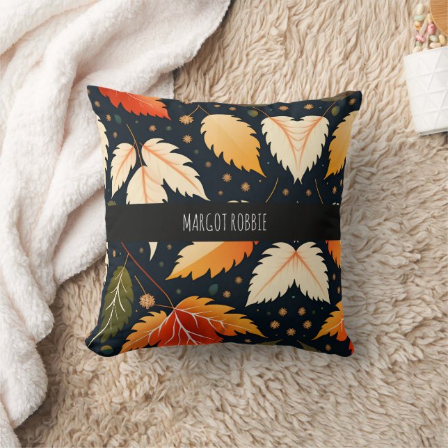 Winter falling leaves Orange Retro Pattern Cushion (Blanket)