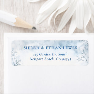 Winter Falling Snow Forest Rustic Elegant Wedding Return Address Label