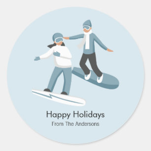 Winter Family Fun Christmas Holiday Classic Round Sticker