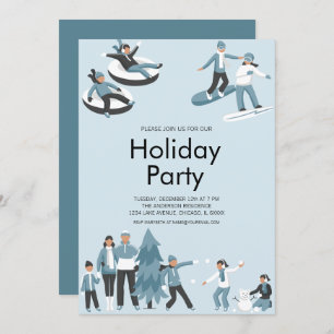 Winter Family Fun Christmas Holiday Party Invitation