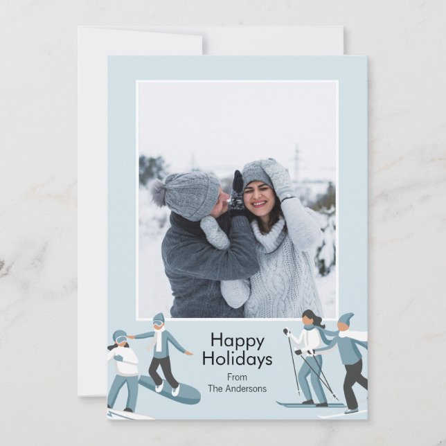 Winter Family Fun Christmas Photo Holiday Card (Front)