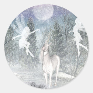 Winter fantasy classic round sticker