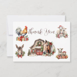 Winter Farm Animals Christmas Thank You Card