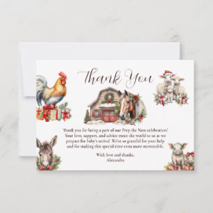 Winter Farm Animals Christmas Thank You Card