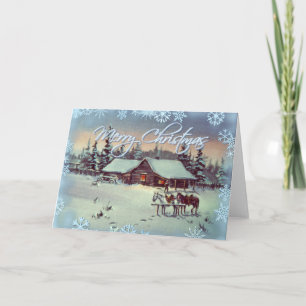 WINTER FARM  by SHARON SHARPE Holiday Card