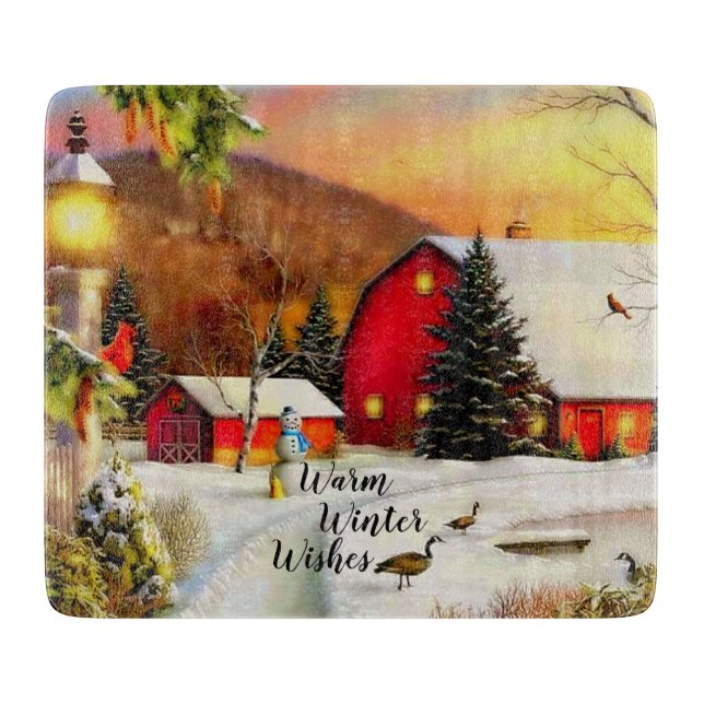 Winter farm cutting board (Front)