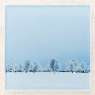 Winter Farm Glass Coaster