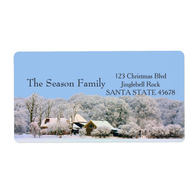 Winter farm Holiday Address Label (Front)
