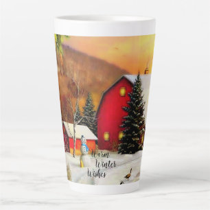 Winter farm latte mug