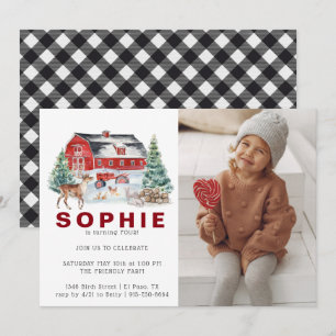 Winter Farm Theme   Barn Birthday Party Invitation