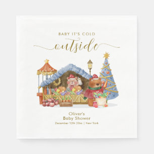 Winter Farmer Market Teddy Bear Baby Shower  Napkin