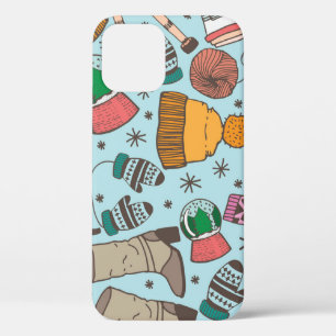 Winter Fashion Doodle Sketch Pattern iPhone 12 Case