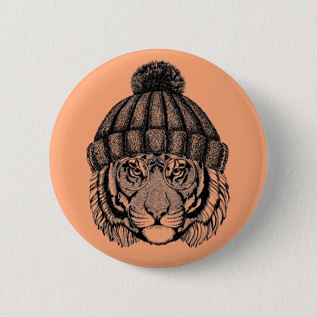 Winter Fashion Ready Tiger 6 Cm Round Badge (Front)